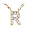 CZ Initial R Station Necklace In 18K Gold Over Sterling Silver 0.1ctw