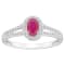 6x4mm Oval Ruby 1/4 ctw Diamond Rhodium Over Sterling Silver Halo Ring