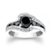 Black Spinel And White Topaz Accents Rhodium Over Sterling Silver Bypass Ring