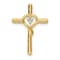 14k Yellow Gold Polished Cross with Heart Diamond Chain Slide Pendant