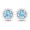 1.30ctw 14K White Gold Aquamarine and White Diamond Halo Earrings