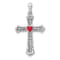 Rhodium Over 14k White Gold Ruby and Diamond Heart Cross Pendant