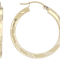 Satin And Polished Hoop Earrings In 14K Gold