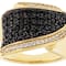 Black Spinel And White Zircon Ring In 18K Gold Over Sterling Silver 1.56ctw