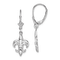 Rhodium Over 14k White Gold Small Fleur-de-Lis Dangle Earrings