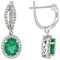 Emerald And Zircon Drop Earrings In Sterling Silver