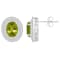 8x6mm Oval Peridot And White Topaz Accent Rhodium Over Sterling Silver
Double Halo Stud Earrings