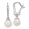 Rhodium Over 14K White Gold 6-7mm Round White Akoya Cultured Pearl and
0.085ctw Diamond Earrings