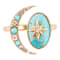Barse Jewelry Blue Composite Turquoise Gold Tone Celestial Cuff Ring