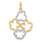 14k Two-tone Gold Polished and Diamond-cut Flowers Pendant