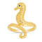 Blue Cubic Zirconia 14k Yellow Gold Over Sterling Silver Seahorse Ring 0.02ctw
