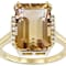 Champagne Quartz And White Zircon Ring In 18K Gold Over Sterling Silver 6.86ctw