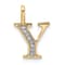 14K Yellow Gold Diamond Letter Y Initial Pendant