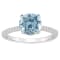 8mm Round Sky Blue Topaz and 1/10 ctw Diamond Rhodium Over Sterling
Silver Ring