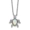 Rhodium Over Sterling Silver Lab Created Opal and Cubic Zirconia Turtle Necklace