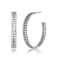 CZ Open Hoop Earrings In Sterling Silver