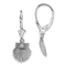 Rhodium Over 14k White Gold Textured Scallop Shell Dangle Earrings