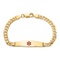 14k Yellow Gold Medical Soft Diamond Shape Red Enamel Curb Link ID Bracelet