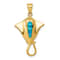 14k Yellow Gold Polished Lab Created Blue Opal Stingray Pendant