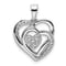 Rhodium Over 14k White Gold Polished Heart Diamond Pendant