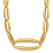 18K Yellow Gold Diamond Polished Oval Link 18 Inch Necklace
