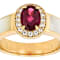 Grape Color Garnet, White Zircon And White Mother-Of-Pearl Band Ring In
18K Gold Over Sterling Silver 1.49ctw