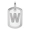 Rhodium Over 14k White Gold Diamond Initial W Dog Tag Charm