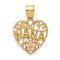 14K Two-tone Gold Satin Diamond-Cut NANA Heart Pendant