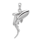 Rhodium Over Sterling Silver Polished 3D Swimming Shark Pendant