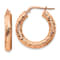 14k Rose Gold 15/16" Polished Diamond-cut Round Hoop Earrings