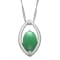 Green 13x9MM Jadeite Sterling Silver Pendant with Singapore Chain