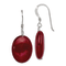 Sterling Silver Polished Red Jadeite Oval Dangle Earrings