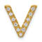 14K Yellow Gold Diamond Letter V Initial Charm