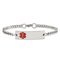 Stainless Steel Polished with Red Enamel 8.75-inch Medical ID Bracelet