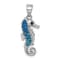 Rhodium Over Sterling Silver Polished Crystal Seahorse Pendant
