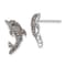 Rhodium Over Sterling Silver Pale Blue Crystal Dolphin Post Earrings