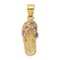 14k Yellow Gold Textured 3D June Cubic Zirconia Birthstone Flip Flop Pendant