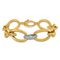 14K Yellow Gold with White Rhodium Diamond Oval 7.5-inch Bracelet 0.51ctw
