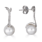 18KW Earrings 0.11 ctw Diamonds 10mm  Cultured Pearls
