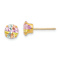 14k Yellow Gold Children's 6mm Multi-color Cubic Zirconia Stud Earrings