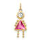 10k Yellow Gold Pink Tourmaline Simulant October Birthstone and Clear
Cubic Zirconia Girl Charm