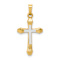14K Two-tone Gold Textured Cross Pendant