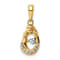 14k Two-tone Gold Diamond-Cut Mother and Baby Teardrop Pendant
