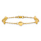 14k Yellow Gold Brushed and Polished Hearts Station Bracelet