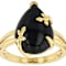 Black Spinel Pear Solitaire Ring In 18K Gold Over Sterling Silver 8.64ct