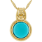 Turquoise Round Solitaire Pendant Necklace In 18K Gold Over Sterling
Silver 11mm