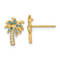14k Yellow Gold Textured Blue and Clear Cubic Zirconia Palm Tree Stud Earrings