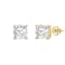 White Cubic Zirconia 14k Yellow Gold Studs With Velvet Gift Box 3.00ctw