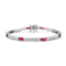 Ruby Color CZ And White CZ Tennis Bracelet In Sterling Silver