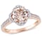 Morganite and Diamond 14K Rose Gold Halo Ring 1.42ctw